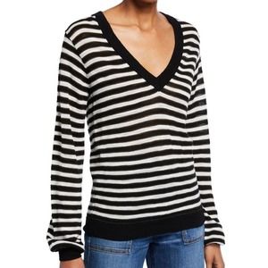 Veronica Beard Striped V-Neck Sweater